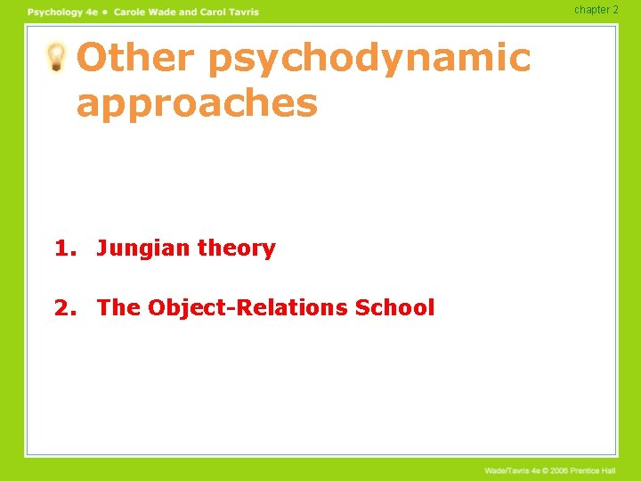 chapter 2 Other psychodynamic approaches 1. Jungian theory 2. The Object-Relations School 