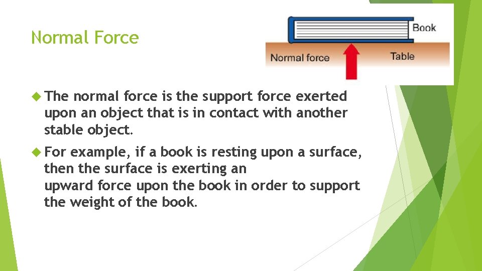Normal Force The normal force is the support force exerted upon an object that