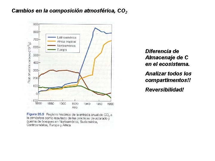 Cambios en la composición atmosférica, CO 2 Diferencia de Almacenaje de C en el