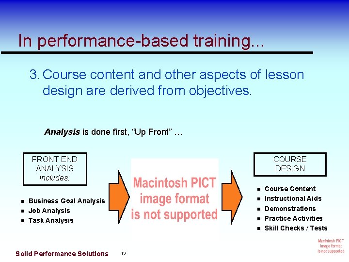 In performance-based training. . . 3. Course content and other aspects of lesson design