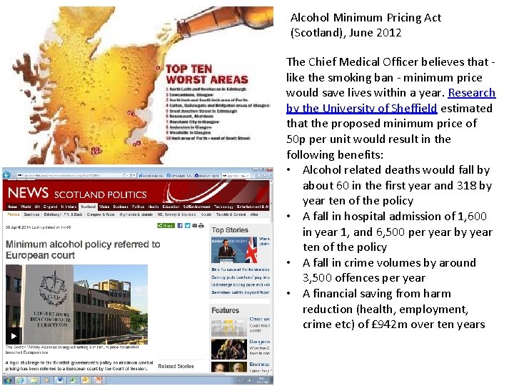 Alcohol Minimum Pricing Act (Scotland), June 2012 The Chief Medical Officer believes that -