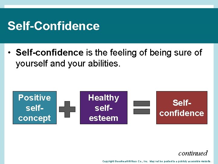 Self-Confidence • Self-confidence is the feeling of being sure of yourself and your abilities.