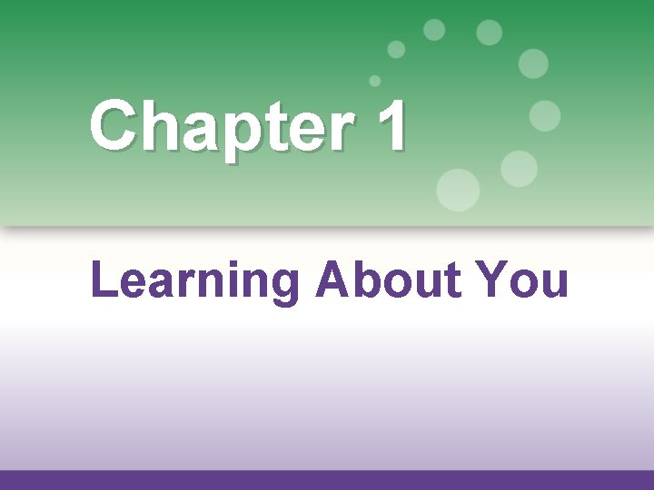 Chapter 1 Learning About You 