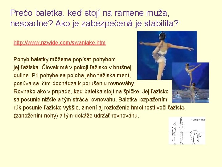 Prečo baletka, keď stojí na ramene muža, nespadne? Ako je zabezpečená je stabilita? http: