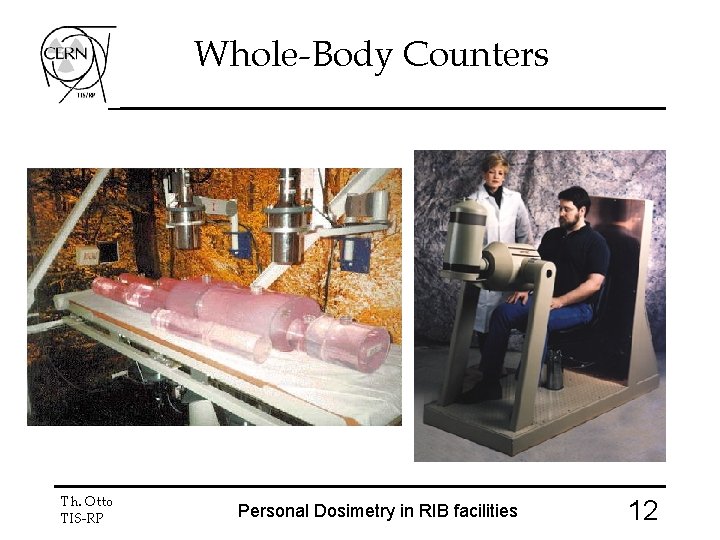 Whole-Body Counters Th. Otto TIS-RP Personal Dosimetry in RIB facilities 12 