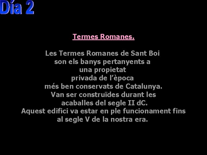 Termes Romanes. Les Termes Romanes de Sant Boi son els banys pertanyents a Les