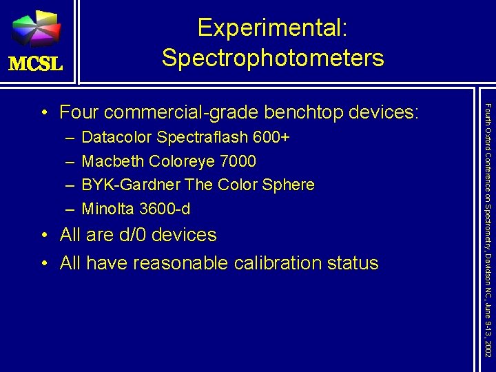 Experimental: Spectrophotometers – – Datacolor Spectraflash 600+ Macbeth Coloreye 7000 BYK-Gardner The Color Sphere