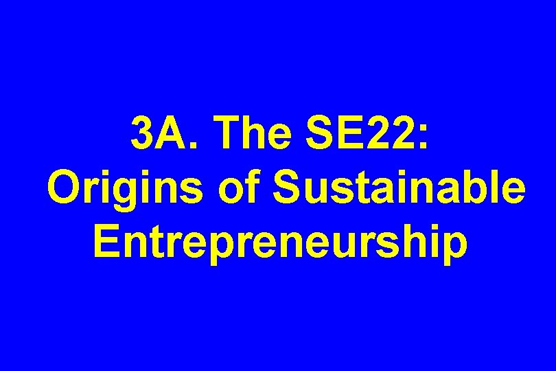 3 A. The SE 22: Origins of Sustainable Entrepreneurship 