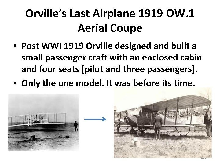 Orville’s Last Airplane 1919 OW. 1 Aerial Coupe • Post WWI 1919 Orville designed