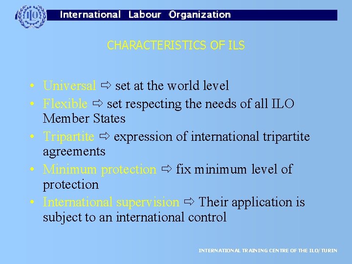 CHARACTERISTICS OF ILS • Universal set at the world level • Flexible set respecting