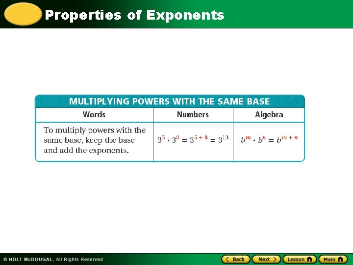 Properties of Exponents 