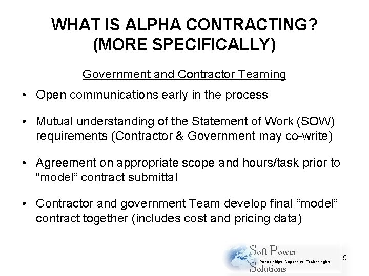 Alpha Contracting Sole Source Negotiations between Government and
