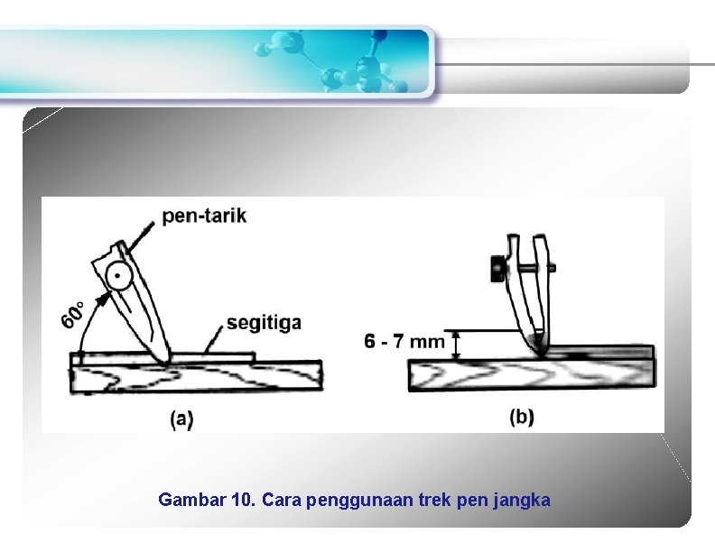 Gambar 10. Cara penggunaan trek pen jangka 