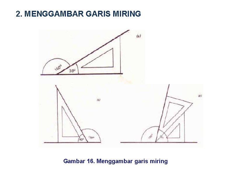 2. MENGGAMBAR GARIS MIRING Gambar 16. Menggambar garis miring 