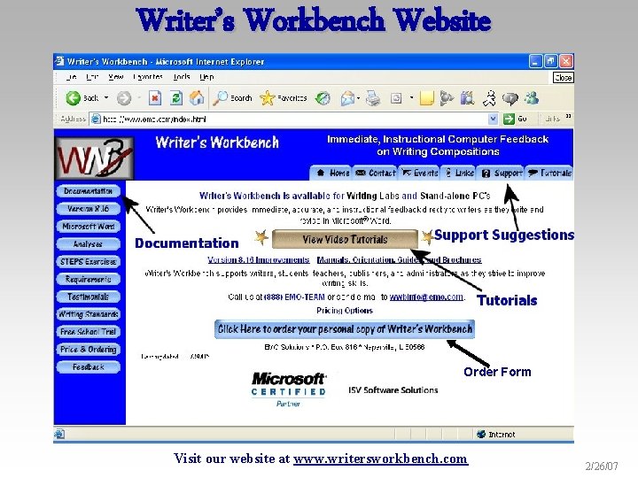 Writer’s Workbench Website Order Form Visit our website at www. writersworkbench. com 2/26/07 