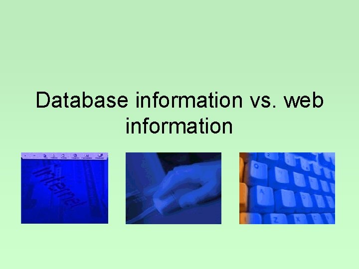 Database information vs. web information 