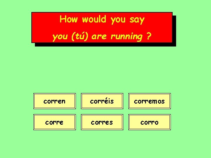 How would you say you (tú) are running ? corren corréis corremos corres corro