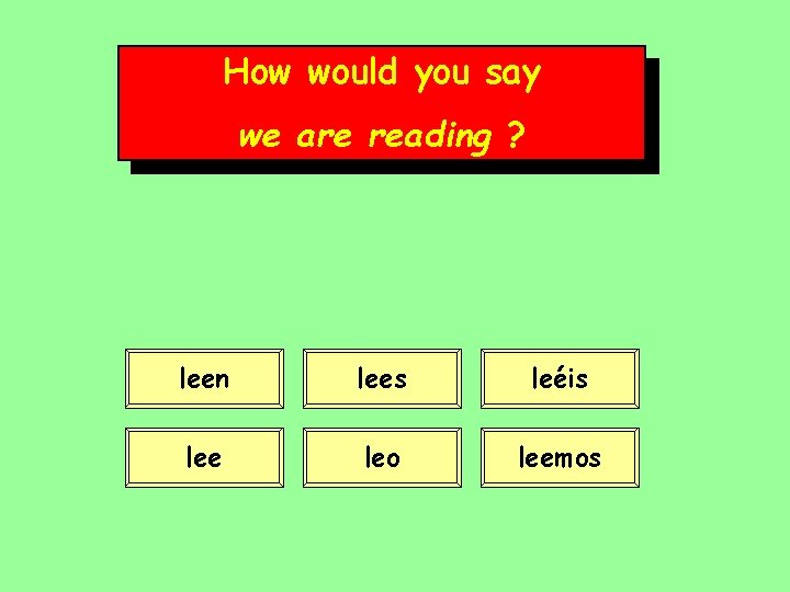 How would you say we are reading ? leen lees leéis lee leo leemos