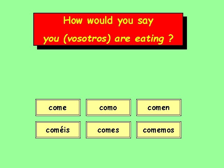 How would you say you (vosotros) are eating ? come como comen coméis comemos