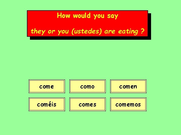 How would you say they or you (ustedes) are eating ? come como comen