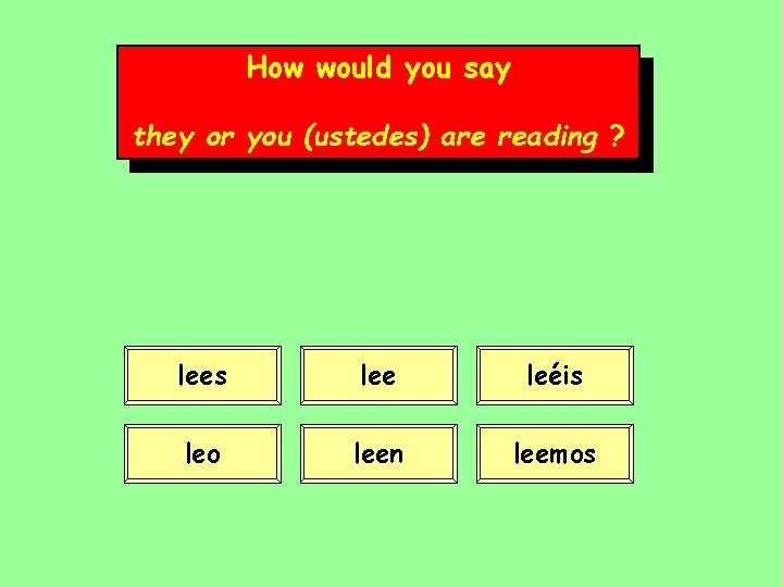 How would you say they or you (ustedes) are reading ? lees lee leéis
