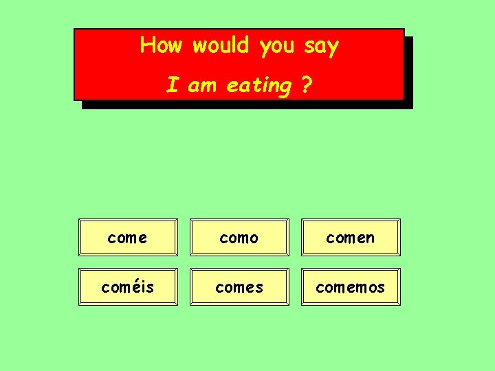 How would you say I am eating ? come como comen coméis comemos 