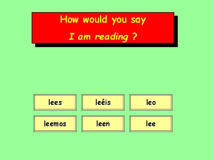 How would you say I am reading ? lees leéis leo leemos leen lee