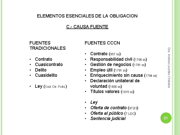 ELEMENTOS ESENCIALES DE LA OBLIGACION C. - CAUSA FUENTE • • Contrato Cuasicontrato Delito