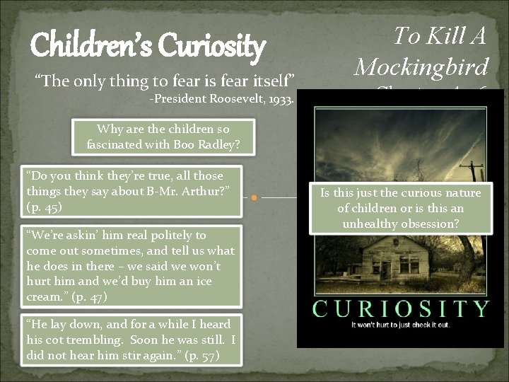 Children’s Curiosity “The only thing to fear is fear itself” -President Roosevelt, 1933. To