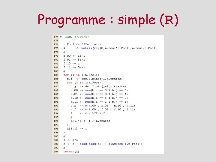 Programme : simple (R) 