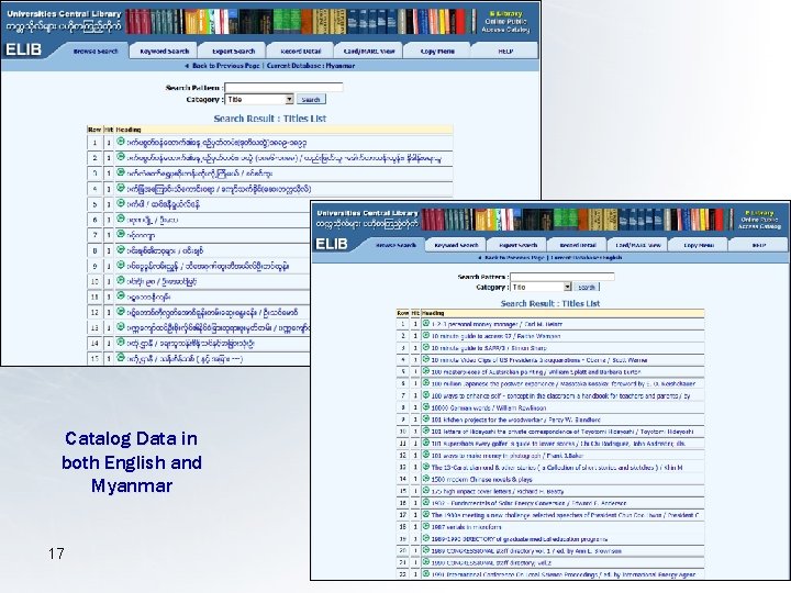 Catalog Data in both English and Myanmar 17 