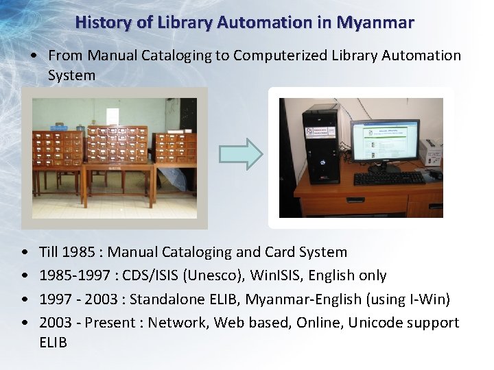 History of Library Automation in Myanmar • From Manual Cataloging to Computerized Library Automation