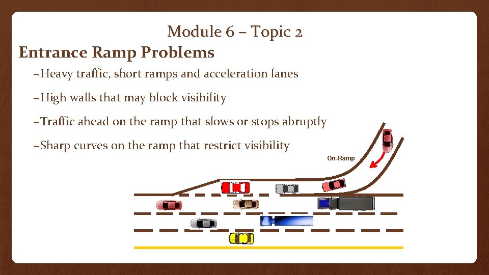 Module 6 – Topic 2 Entrance Ramp Problems ~Heavy traffic, short ramps and acceleration