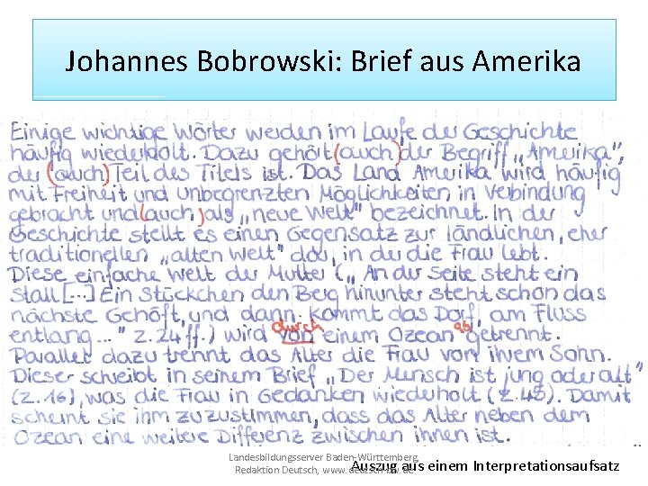 Johannes Bobrowski: Brief aus Amerika Was verbindet ihr mit Amerika? Wer schreibt / schrieb