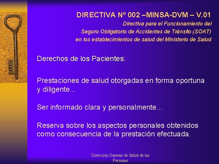 DIRECTIVA Nº 002 –MINSA-DVM – V. 01 Directiva para el Funcionamiento del Seguro Obligatorio