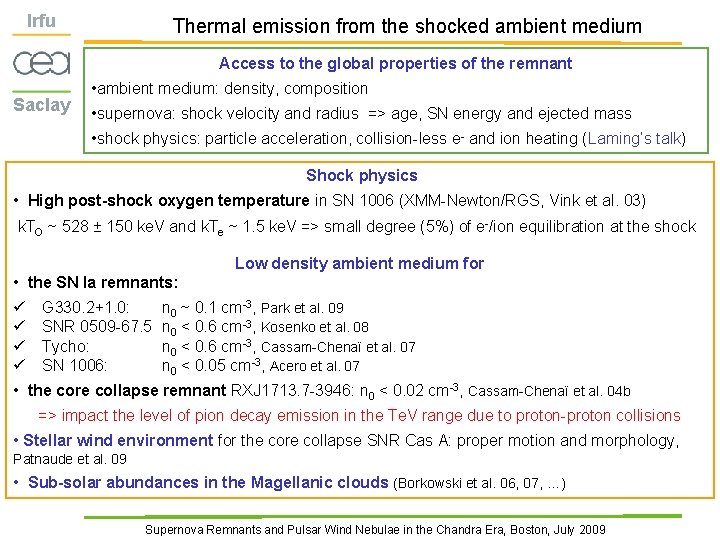 Irfu Thermal emission from the shocked ambient medium Access to the global properties of