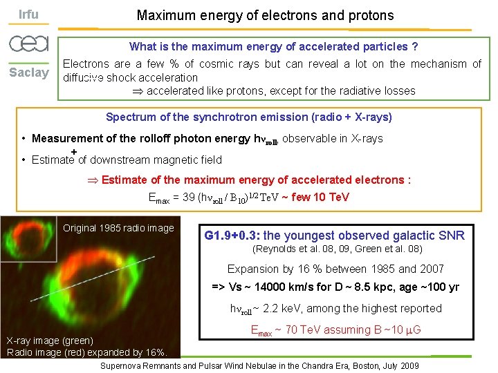 Irfu Maximum energy of electrons and protons What is the maximum energy of accelerated