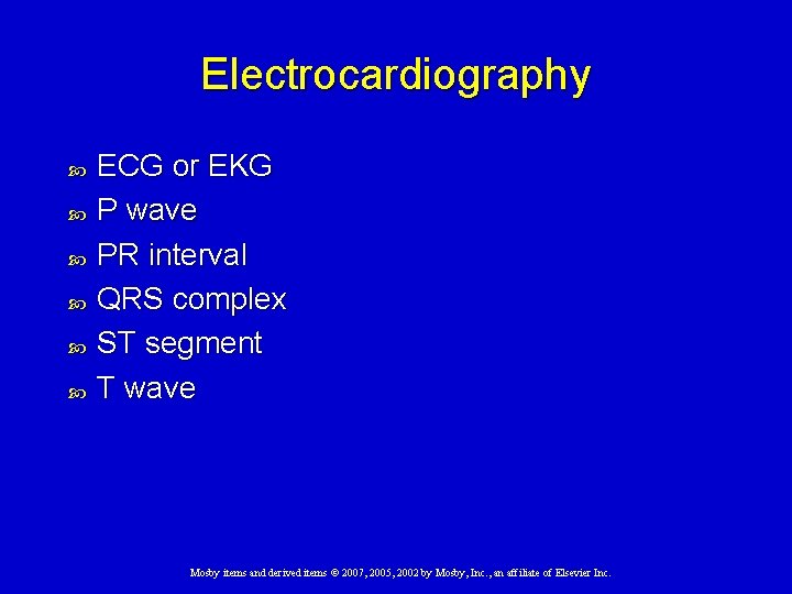 Electrocardiography ECG or EKG P wave PR interval QRS complex ST segment T wave