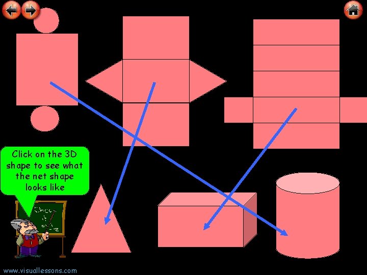 Click on the 3 D shape to see what the net shape looks like