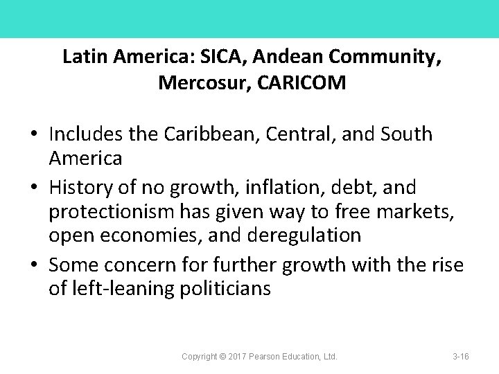 Latin America: SICA, Andean Community, Mercosur, CARICOM • Includes the Caribbean, Central, and South