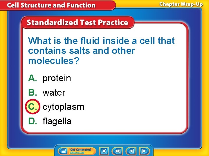 What is the fluid inside a cell that contains salts and other molecules? A.