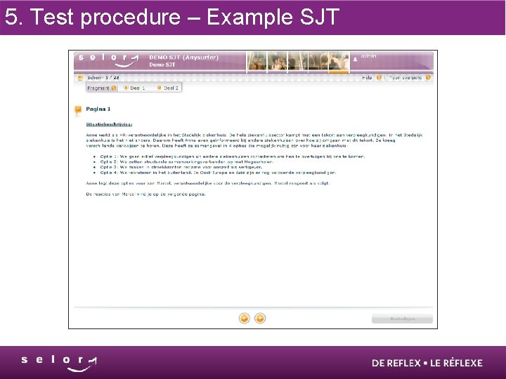5. Test procedure – Example SJT 