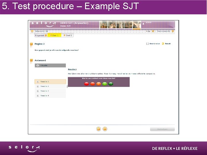 5. Test procedure – Example SJT 