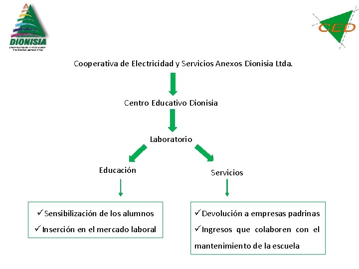 Cooperativa de Electricidad y Servicios Anexos Dionisia Ltda. Centro Educativo Dionisia Laboratorio Educación Servicios