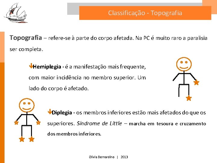 Classificação - Topografia – refere-se à parte do corpo afetada. Na PC é muito