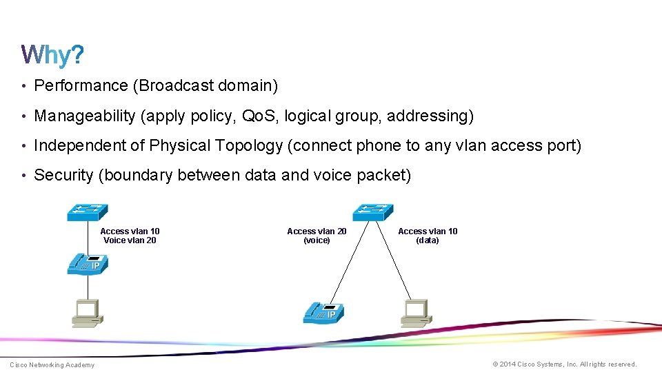  • Performance (Broadcast domain) • Manageability (apply policy, Qo. S, logical group, addressing)