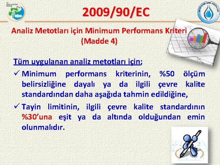 2009/90/EC Analiz Metotları için Minimum Performans Kriteri (Madde 4) Tüm uygulanan analiz metotları için;