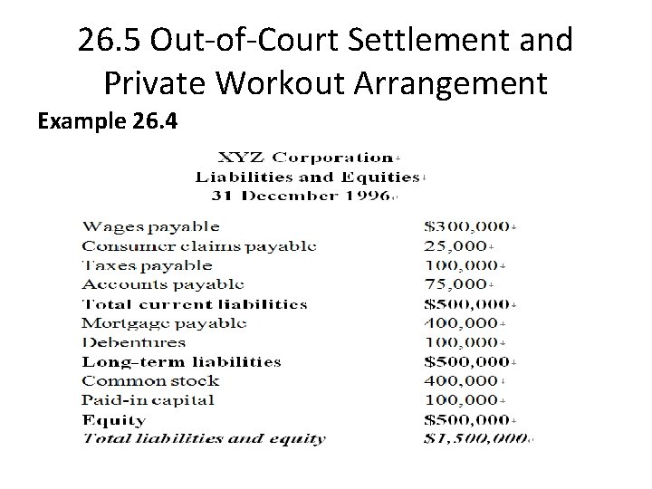 26. 5 Out-of-Court Settlement and Private Workout Arrangement Example 26. 4 