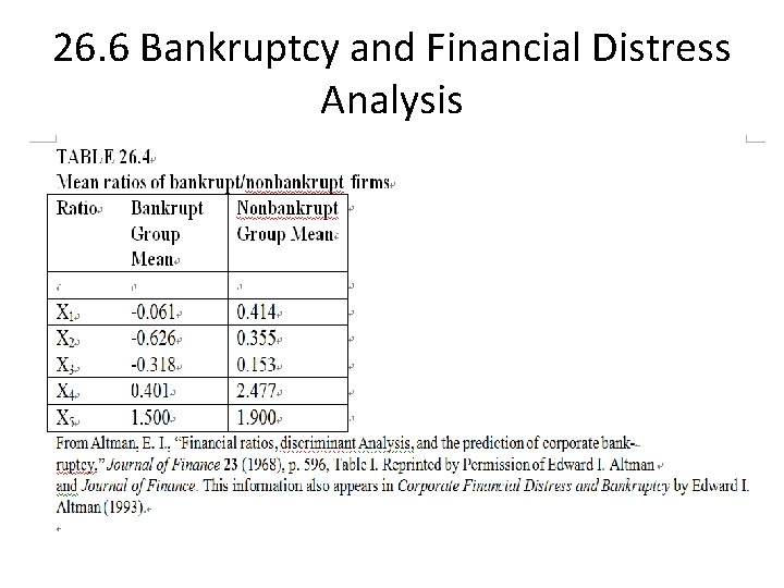 26. 6 Bankruptcy and Financial Distress Analysis 