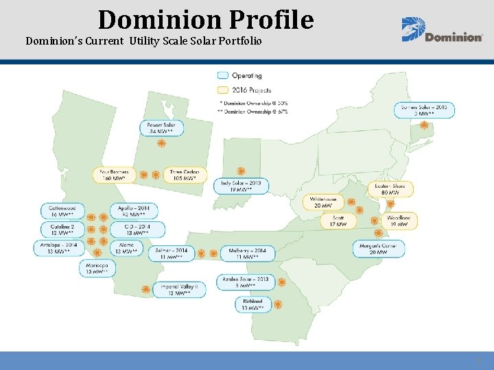 Dominion Profile Dominion’s Current Utility Scale Solar Portfolio 3 